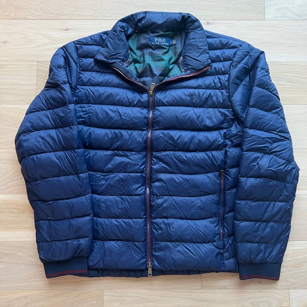 Men's Large Polo Ralph Lauren Navy Blue Puffer Jacket